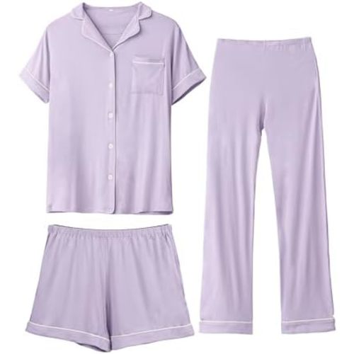 Rnxrbb 3 PCS Women Maternity Pajamas Set Nursing Postpartum Breastfeeding Pjs Sleepwear Lounger Clothes Button Down