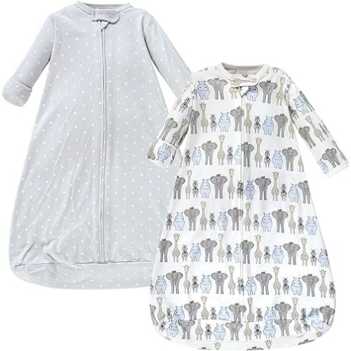 Hudson Baby Unisex Baby Cotton Long-Sleeve Wearable Sleeping Bag, Sack, Blanket, Royal Safari, 0-3 Months