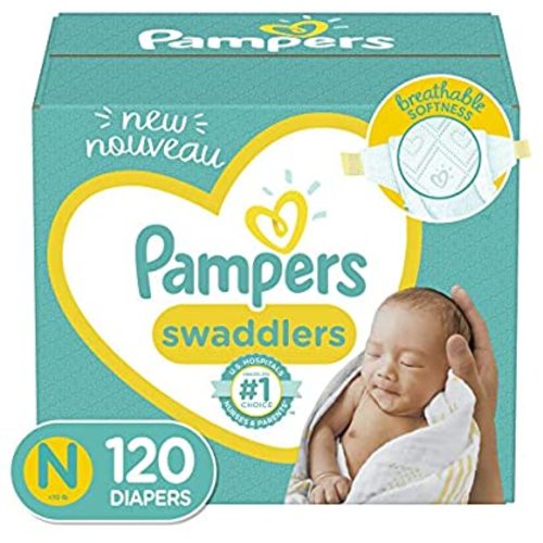 Baby Diapers Newborn/Size 0 (< 10 lb), 120 Count - Pampers Swaddlers, Giant Pack (Packaging May Vary)