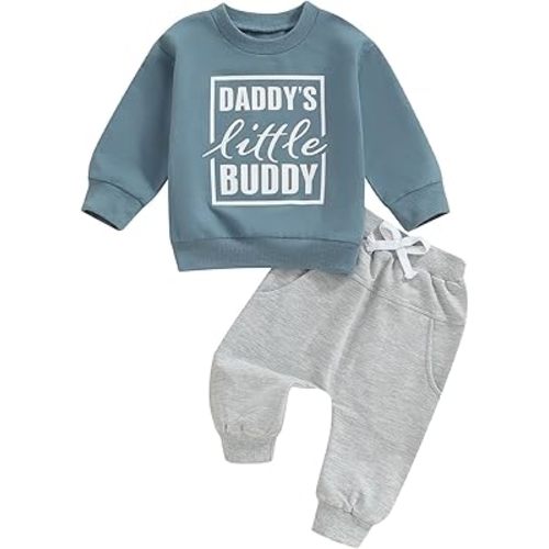 Toddler Baby Boy Fall outfit Mama's Boy Letter Embroidery Sweatshirt Top Elastic Pants Set Cute 2pcs Winter Clothes