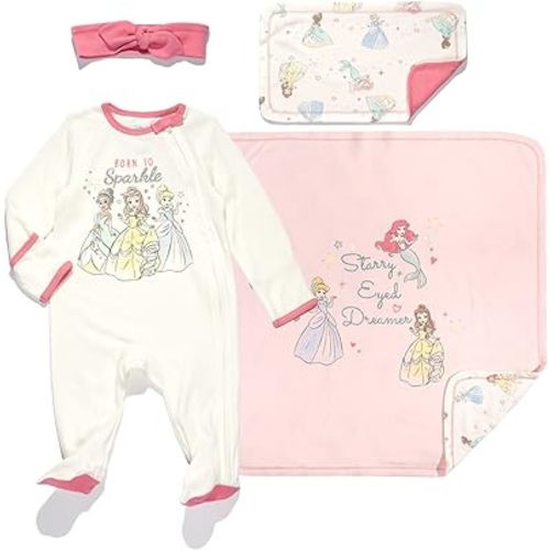 Disney Winnie the Pooh,Lion King,Pixar Monsters Inc. Baby Sleep N' Play Coverall Bib Blanket and Burp Cloth 4 Piece Set