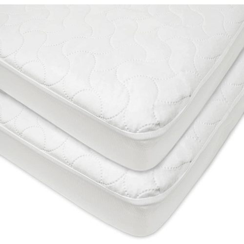 American Baby Company Waterproof Fitted Quilted Crib and Toddler Protective Pad Cover, White (2 Count)
