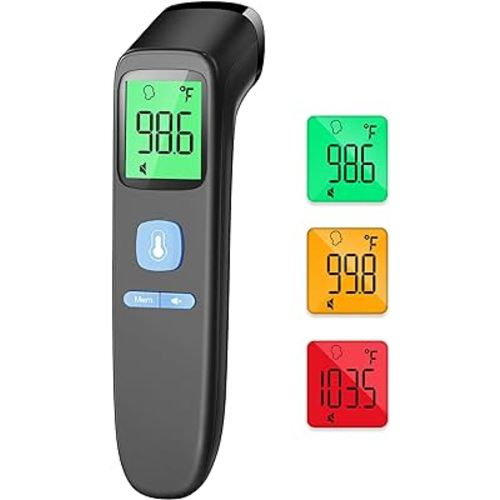 ANMEATE No-Touch Forehead Thermometer for Adults, Infrared Digital Thermometer for Kids, Touchless Baby Thermometer, Accurate Reading with Large Display, Mute Mode, Memory Recall, Fever Alarm