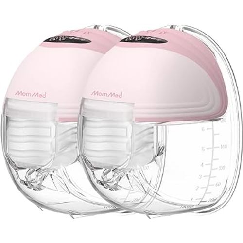 MomMed S21 Wearable Breast Pump - Smart Display, Leak-Proof Design, Hands-Free Double Portable Electric Breast Pump with 3 Mode &12 Levels - 24mm Shield & 6 Pairs of Flange Inserts (17mm, 19mm, 21mm)