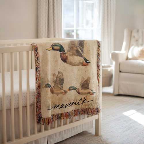 Personalized Mallard Duck Baby Blanket Mallard Duck Nursery Decor Baby Shower Gift Mallard Duck Baby Name Blanket Mallard Duck Nursery Gift