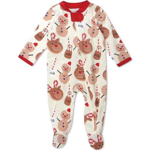 HonestBaby Baby Holiday Sleep & Play Footed One-Piece Pajama Sleeper 100% Organic Cotton