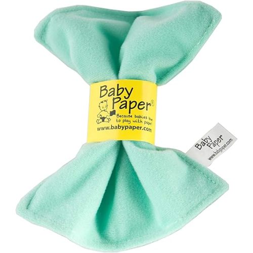 Baby Paper Crinkle Sensory Toy & Teether, Mint, Non-Toxic Washable Gift