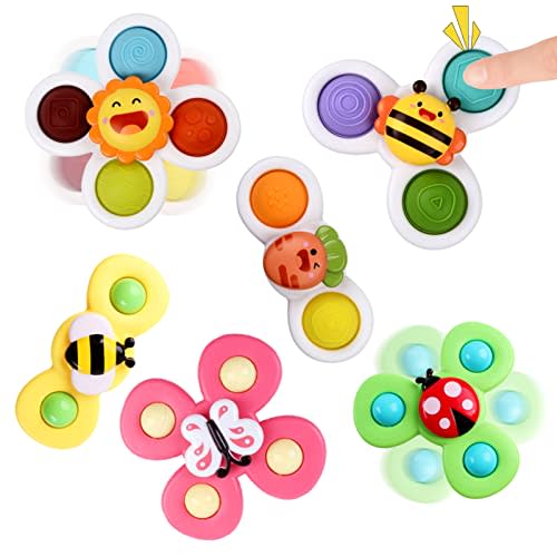 Suction Cup Spinner Toy for Baby - Suction Cup Fidget Spinner Toys Bath Toys Window Spinning Top Baby Toys 12-18 Months Christmas Birthday Gifts for 1 2 3 Boys Girls Sensory Toys for Toddlers 1-3
