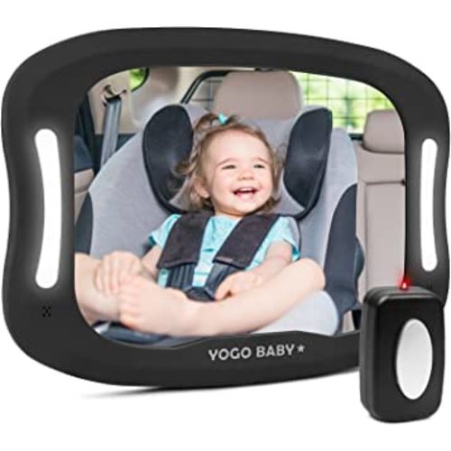 Baby Car Mirror with Remote Control Soft Led Light Shatter-Proof Acrylic Baby Mirror for Car, Rearview Baby Mirror-Easily Observe Baby's Every Move, Safety and 360 Degree Adjustability…