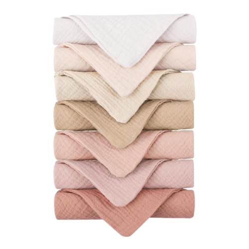 Konssy Baby Muslin Washcloths 7-Pack, 100% Cotton Baby Bath Washcloths, Soft & Absorbent Wash Cloths and Burp Cloths for Newborn Kids Girls & Boys, 11x11 inches