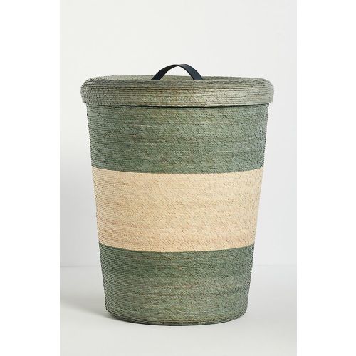 Dakota Woven Palm & Leather Hamper