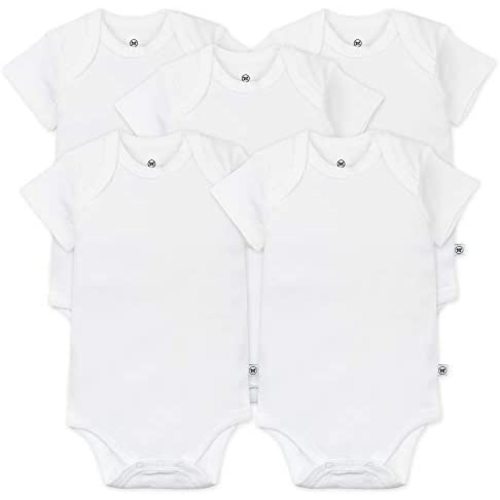 HonestBaby baby-boys 5-pack Short Sleeve Bodysuits One-piece 100% Organic Cotton for Infant Baby Boys, Unisex