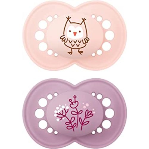 MAM Original Matte Baby Pacifier, Nipple Shape Helps Promote Healthy Oral Development, Sterilizer Case, 2 Pack, 16+ Months, Girl,2 Count (Pack of 1)
