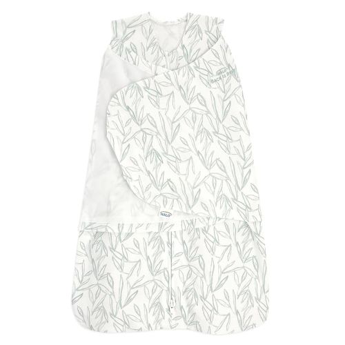 HALO 100% Cotton Sleepsack Swaddle, 3-Way Adjustable Wearable Blanket, TOG 1.5, Leaves, Small, 3-6 Months