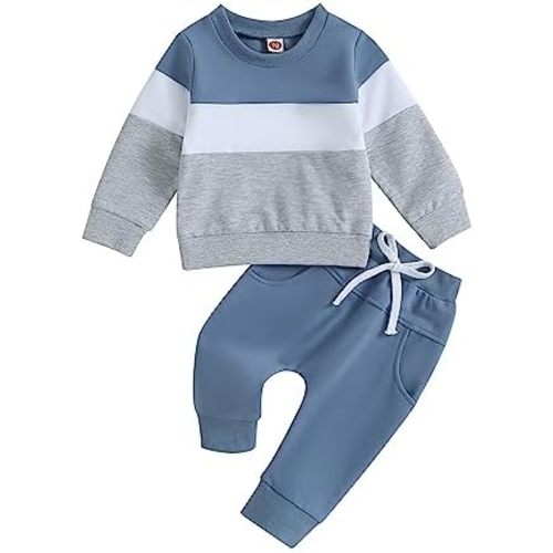 Toddler Boy Baby Clothes 2 Piece Set Long Sleeve Sweatshirt Top and Matching Pants Newborn Boys Fall Winter Outfits