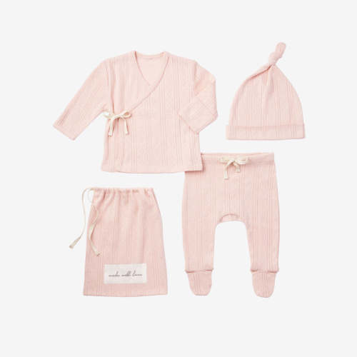 Pale Pink Pointelle Layette Gift Set PINK / NB