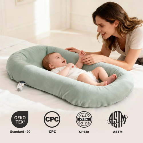 Infant Lounger, Soft Cotton and Waterproof Inner, Baby Floor Seat for Tummy Time, Baby Lounger for Newborn 0-24 Months (green)