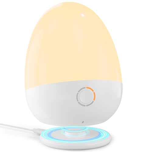 ZUZUKID Touch Egg Night Light for Baby Nursery, Rechargeable Portable Kids Nightlight Lamp with 1-6H Feeding Timer, 3 Color Temperatures Dimmable, Ideal for New Moms of Toddlers