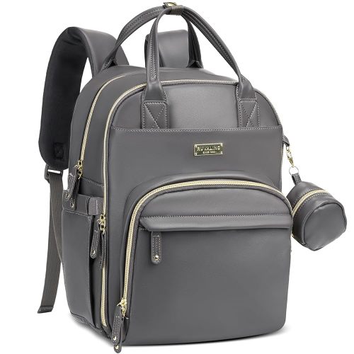 RUVALINO Diaper Bag Backpack, Multifunction Travel Baby Diaper Bag with Changing Pad, Insulated Bottle Holders & Pacifier Case, Large Capacity,Waterproof, Iron Gray