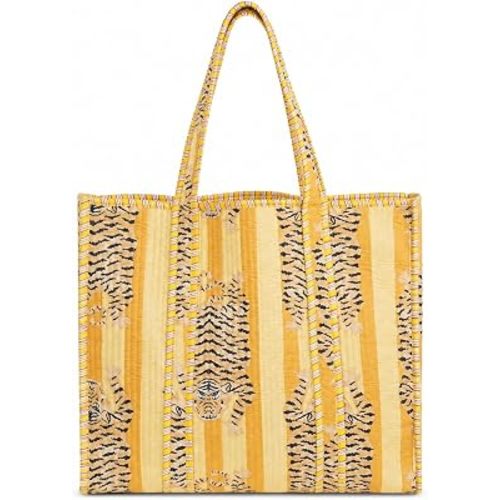 Cotton Tiger Block Print Tote Bag, Indian Handmade Shopping Shoulder Bag, Unisex Market Daily Use