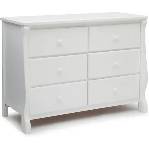 Delta Children Universal 6 Drawer Dresser with Interlocking Drawers - Greenguard Gold Certified, White
