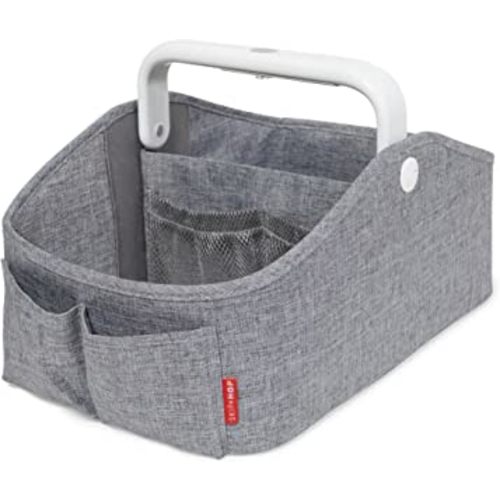 Skip Hop Diaper Caddy Organizer with Touch Sensor Night Light, Nursery Style, Heather Grey