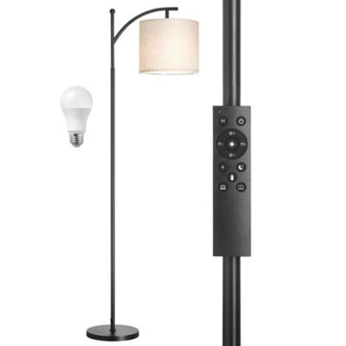 VEVOR Dimmable Floor Lamp, Color Temperature & Brightness Adjustable, Modern Standing Lamp with Remote Control, (LED Bulb, Lampshade Included),Black