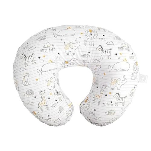 Boppy Nursing Pillow Original Support, White and Gold Notebook, Ergonomic Nursing Essentials for Bottle and Breastfeeding, Firm Fiber Fill, with Removable Nursing Pillow Cover, Machine Washable