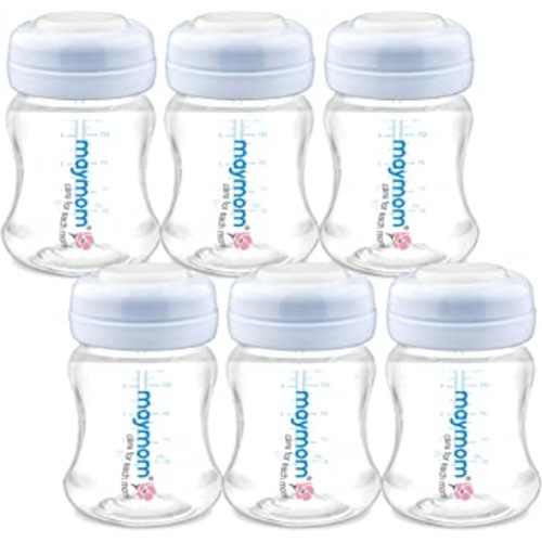 Maymom Wide-Mouth Milk Storage Collection Bottle with SureSeal Sealing Disk; Compatible with Spectra/Motif Luna/Ameda Mya/Bellababy Pumps. Can Replace Spectra S1 S2 Bottles, 6 pc (4.7Oz/140mL, 6pc)