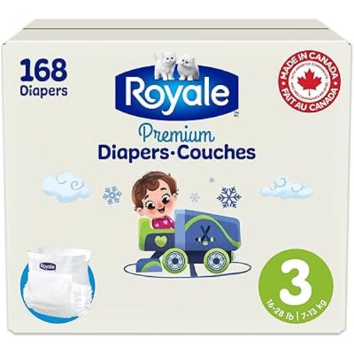 Royale Premium Diapers, Size 3 (16-28 lb), 168 Count, Disposable Baby Diapers (Packaging may vary)