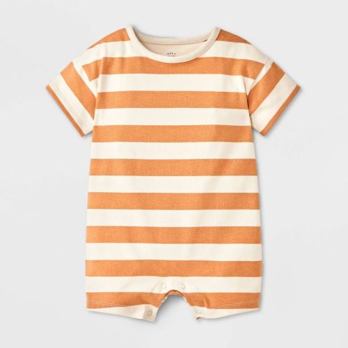 Baby Boys' Striped Short Sleeve Romper - Cat & Jack™ Tan 18M