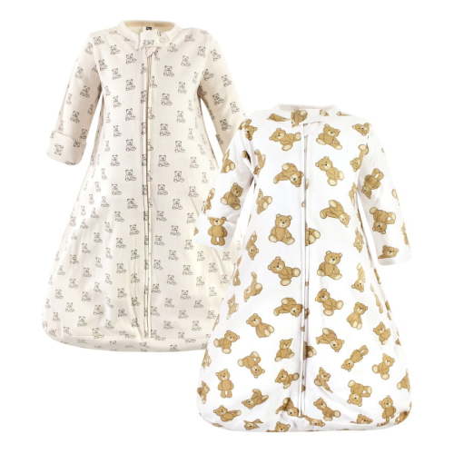 Hudson Baby Cotton Long-Sleeve Wearable Sleeping Bag, Sack, Blanket, Teddy Bear Long Sleeve, 12-18 Months