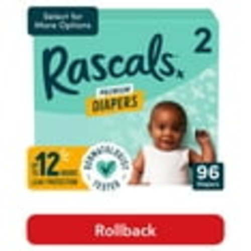 Rascals Premium Absorbent Baby Diapers Size 2, 96 Count (Select for More Options)