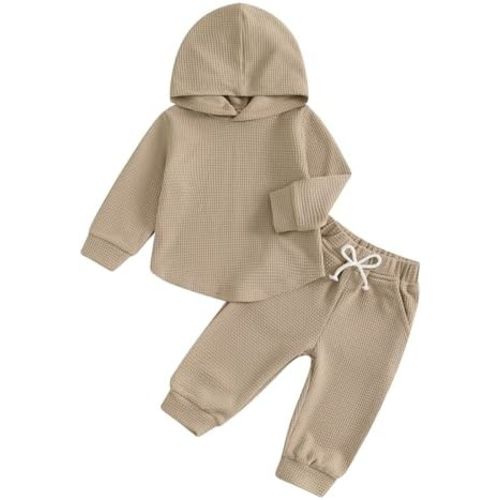 Thorn Tree Infant Baby Boys Pants Set Hooded Solid Sweatshirt Top Pocket Elastic Waist Pants 2Pcs Outfits Fall Winter Suit