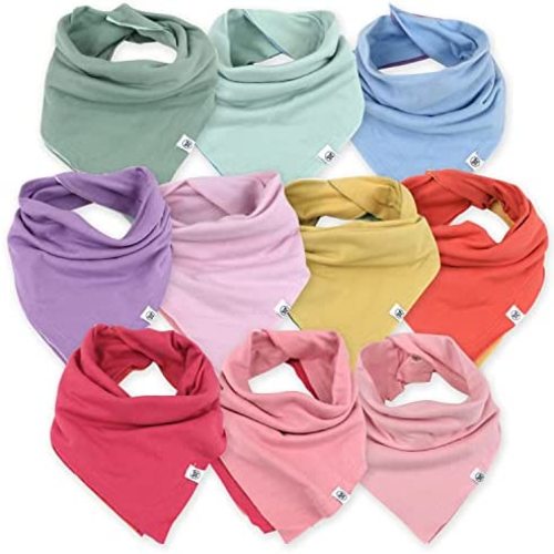 HonestBaby Multipack Reversible Bandana Drool Bibs Burpcloths Adjustable Snaps for Infant Baby Boys,Girls 100% Organic Cotton
