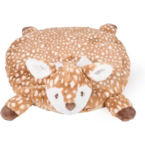 Bearington Baby Lil’ Willow Tummy Time Mat, 30 x 30 Inch Fawn Plush Stuffed Animal Blanket, Woodland Nursery Décor