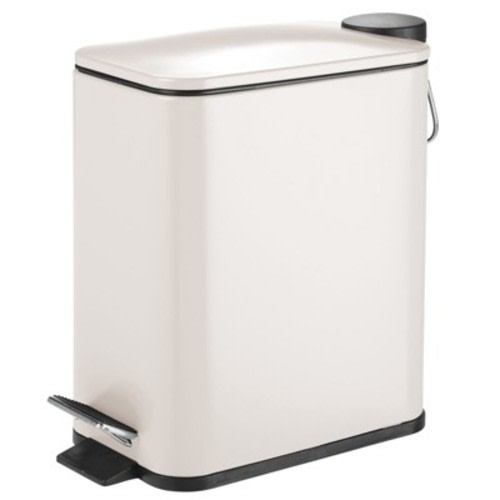 mDesign Small Step Trash Can, Garbage Bin, Removable Liner Bucket, 5L, Color: Matte cream, Size: 5.5 x 10 x 11