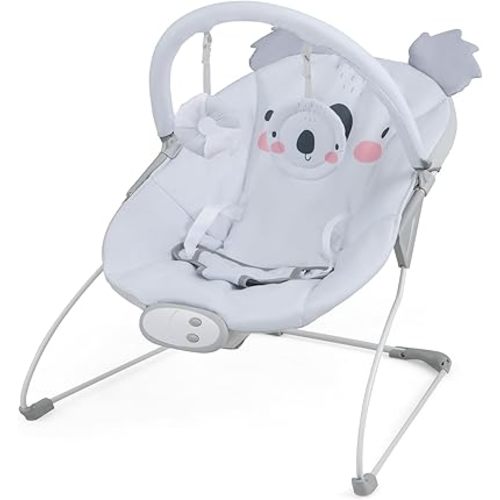 HONEY JOY Baby Bouncer, Portable Infant Newborn Rocker & Stationary Seat w/Soothing Vibrations, Removable Bar, Music, Safety Harness, Bouncer Seat for Babies 0-6 Months up to 20 lbs, Gray Koala