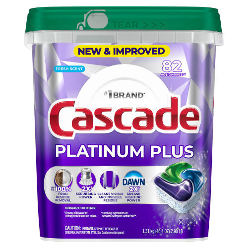Cascade Platinum Plus ActionPacs Dishwasher Detergent Pacs, Fresh, 82 ct. - Sam's Club