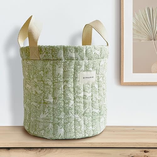 Baby & Kids Nursery Decor Storage Bin Basket | Soft Quilted, Collapsible, Machine Washable | Laundry Bag, Toy Storage, Diaper Caddy, Accessory Organizer, Baby Gift | Woodland