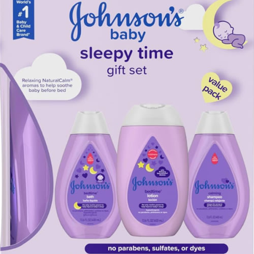 Johnson's Baby Sleepy Time Bedtime Gift Set with Relaxing NaturalCalm Aromas, Bedtime Baby Bath Shampoo, Wash & Lotion, Baby Bedtime Essentials, Hypoallergenic & Paraben-Free, 3 Items