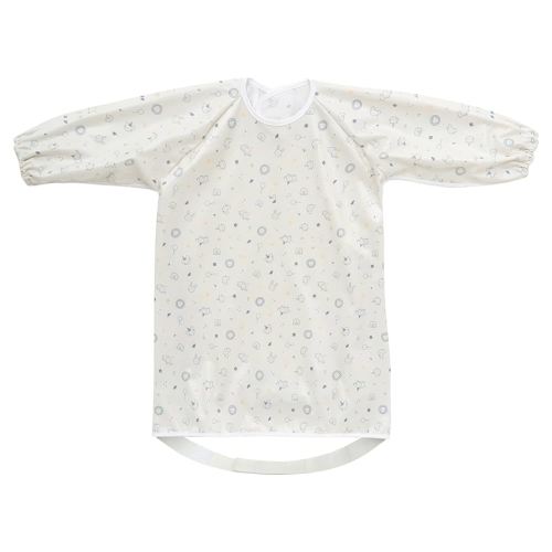 Little Dimsum Long Sleeve Weaning Baby Bib Mess-Proof Feeding Smock Bibs for Babies,Adjustable Waterproof Apron Full Cover Baby Eating Bib(White-animal)