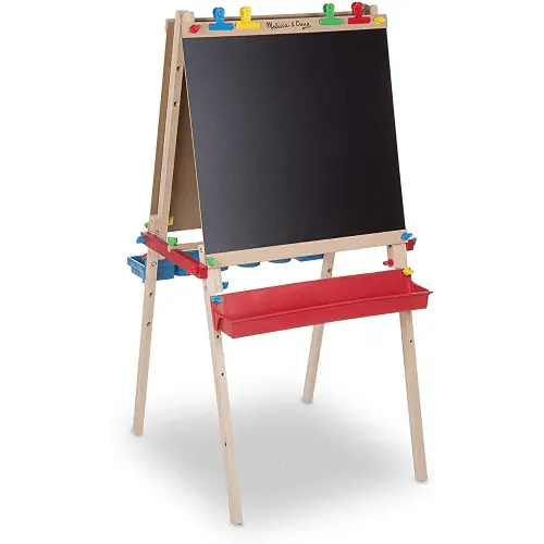 Melissa & Doug Deluxe Standing Art Easel -3 - 7 years, Dry-Erase Board, Chalkboard, Paper Roller