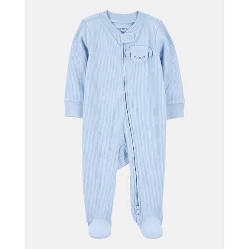 Baby Boy Dog Pocket 2-Way Zip Ribbed Sleep & Play Pajamas - Blue | Carter's