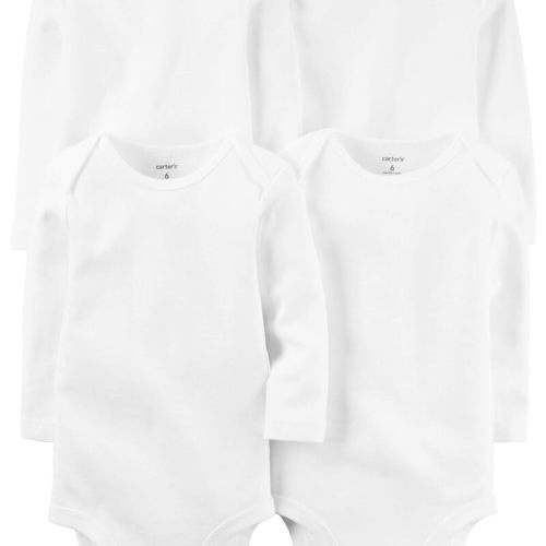 White Baby 4-Pack Long-Sleeve Bodysuits | carters.com - 9M