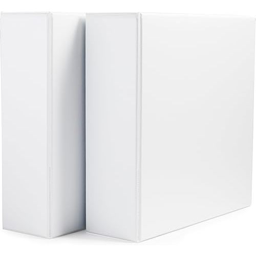 Amazon Basics 3 Ring Binders, 3 Inch, 2 Pack, D-Ring Organizer for School, Home Office, White