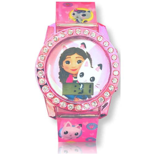 DreamWorks Gabby's Dollhouse Unisex Childrens LCD Watch with Flashing Lights (GAB4003WM)