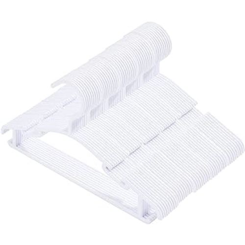 50 Pack White Baby Nursery Closet Hangers, Anti-Slip Laundry Infant Pant Hanger for Newborn Clothes Gift, Ultra-Thin Plastic Hanger for Girl Boy Toddler