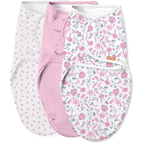 SwaddleMe Original Swaddle - Size Small/Medium, 0-3 Months, 3-Pack (Wild Flowers) Easy to Use Newborn Swaddle Wrap Keeps Baby Cozy and Secure and Helps Prevent Startle Reflex, 3 Count (Pack of 1)