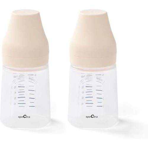 Spectra - Wide Neck Baby Bottles - Compatible with Spectra Breast Milk Pump Flanges (Pack of 2)
